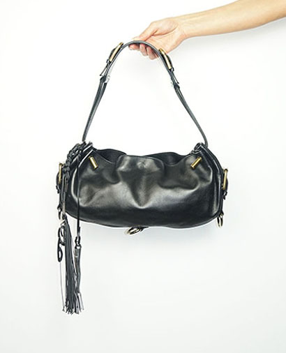 Horn Baguette, &pound;140, Handbags, Black, Leather, Front view